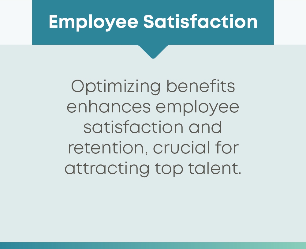 Optimizing benefits enhances employee satisfaction and retention. 