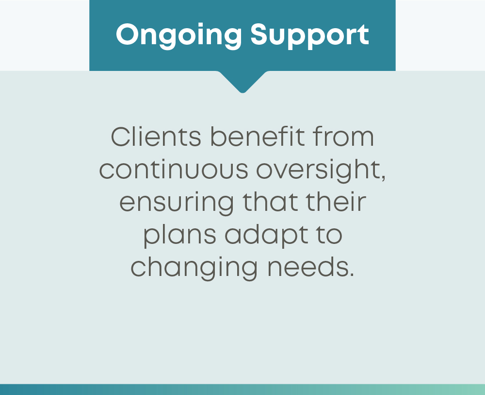 Clients benefit from continuous oversight.